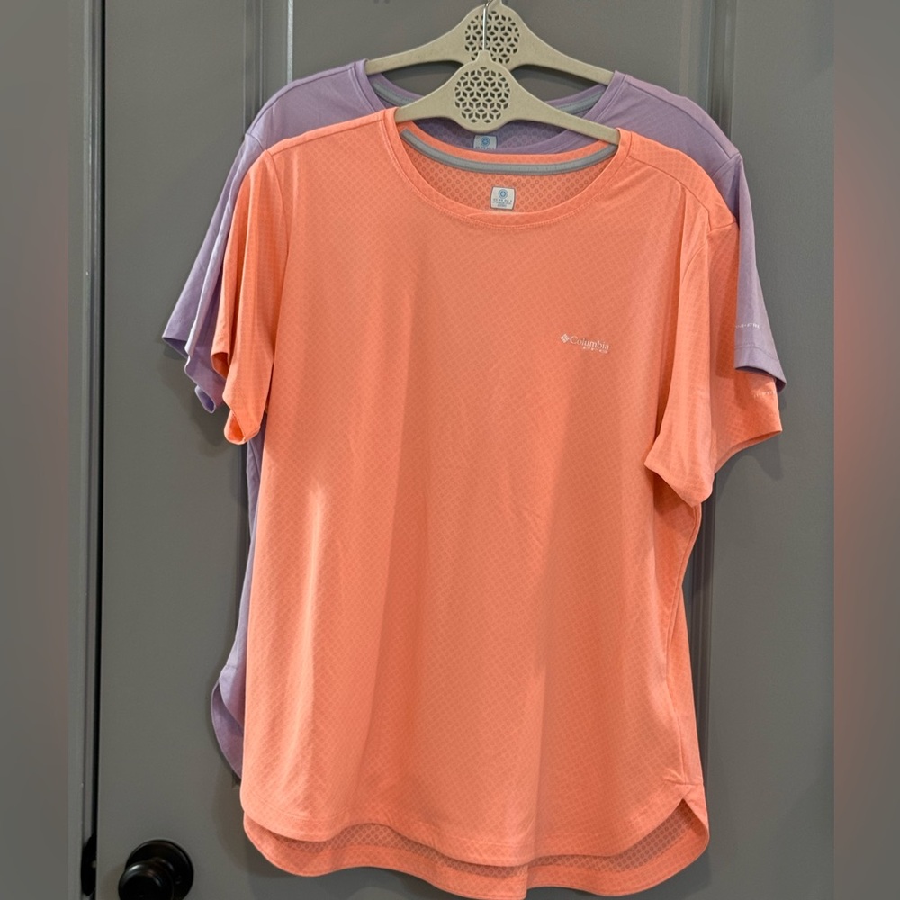 Columbia Women's Short-Sleeve Active Tees - Coral/Lavender